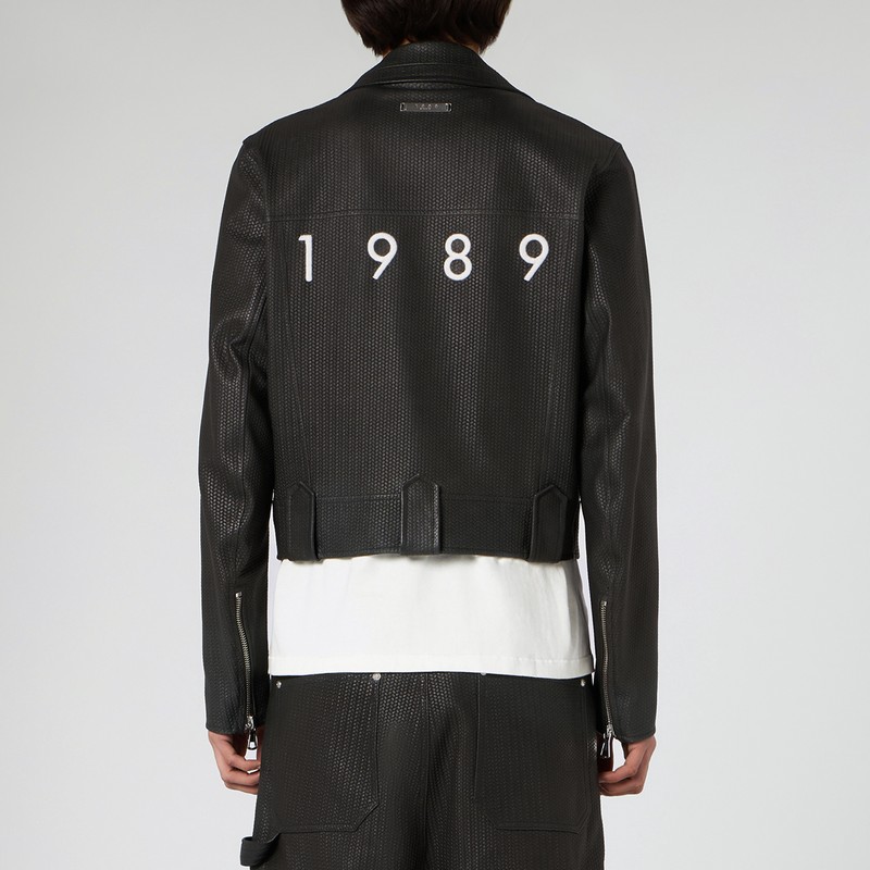 1989 Studio Intreccio Leather Logo Jacket In Brown