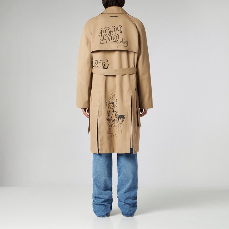 1989 Studio Embroidered Trench Scribble In Beige