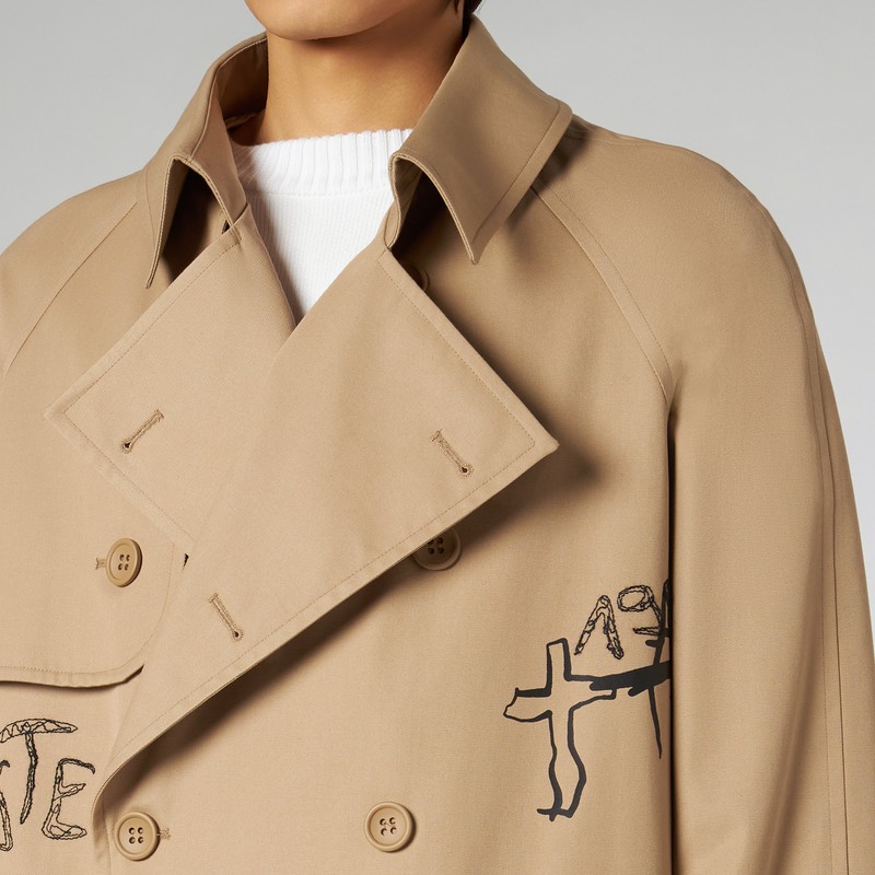 1989 Studio Embroidered Trench Scribble In Beige