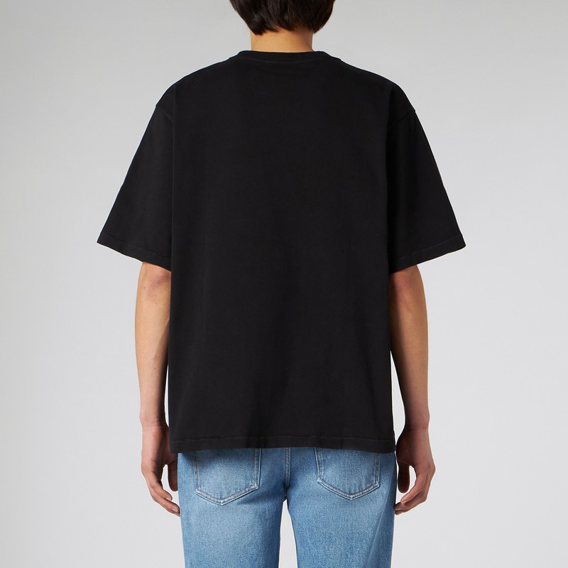 1989 Studio Solid Color Crew-neck T-shirt With Contrasting Logo In Black
