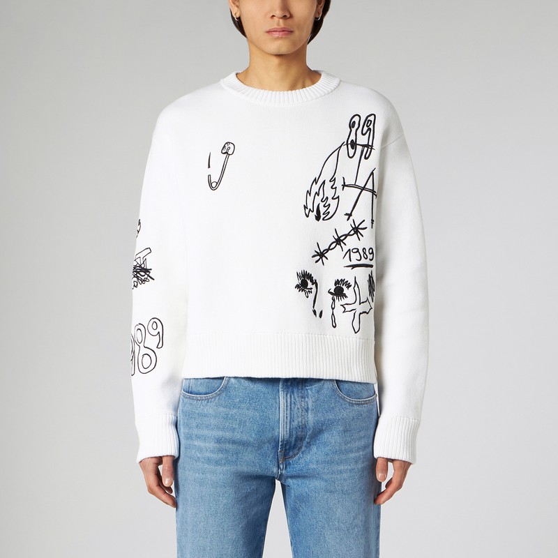 1989 Studio Scribble Knitted Sweater In White