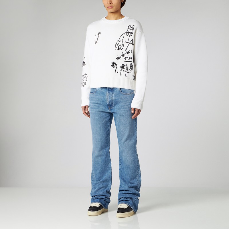 1989 Studio Scribble Knitted Sweater In White
