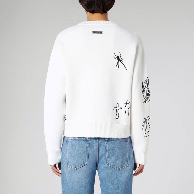 1989 Studio Scribble Knitted Sweater In White