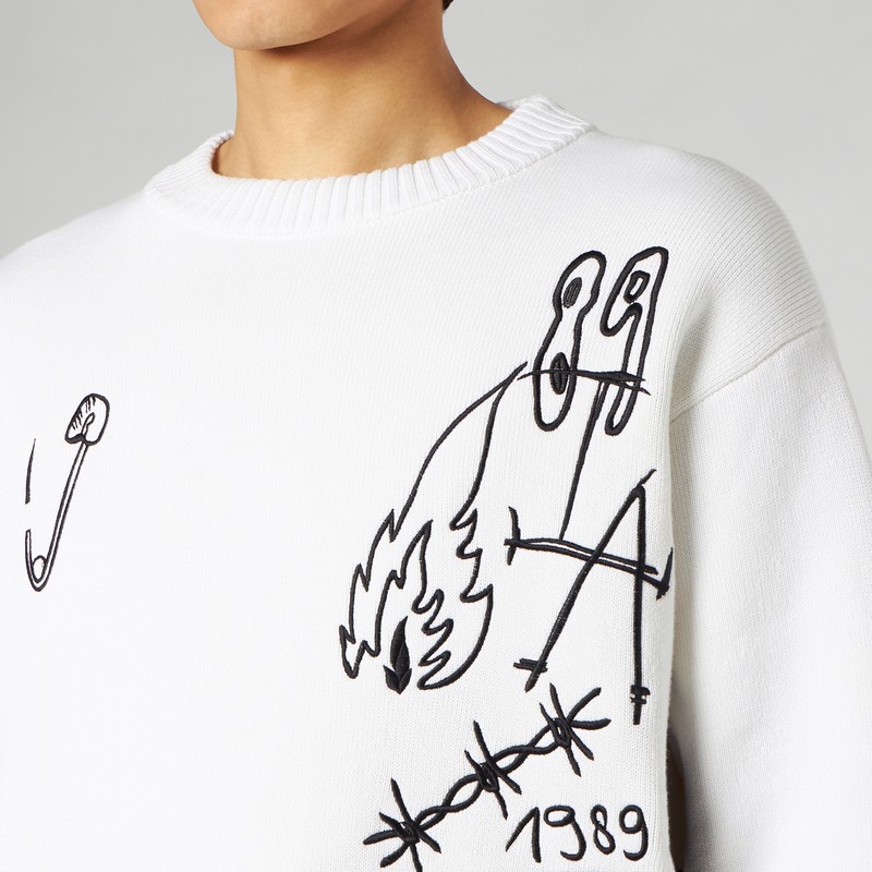 1989 Studio Scribble Knitted Sweater In White