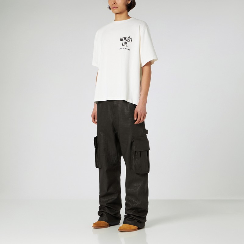 1989 Studio Intreccio Leather Cargo Pants In Brown