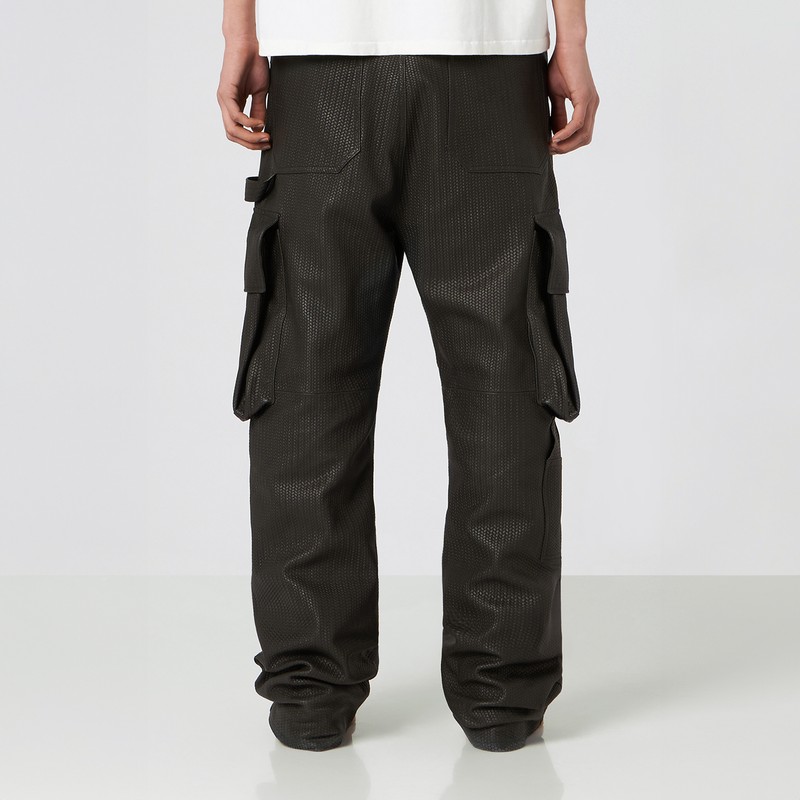 1989 Studio Intreccio Leather Cargo Pants In Brown