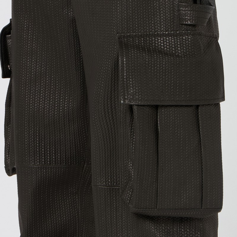 1989 Studio Intreccio Leather Cargo Pants In Brown