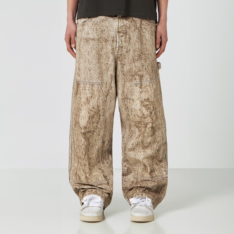 1989 Studio Denim Flock Carpenter Pants Camo In Beige