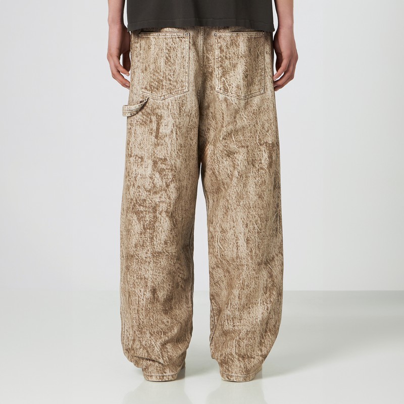 1989 Studio Denim Flock Carpenter Pants Camo In Beige