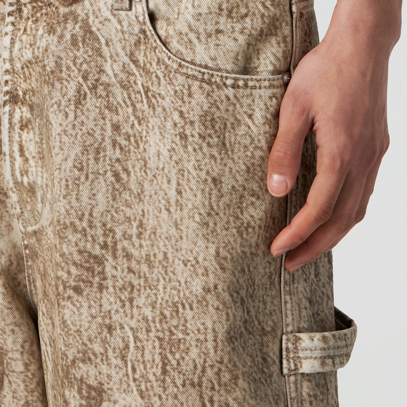 1989 Studio Denim Flock Carpenter Pants Camo In Beige