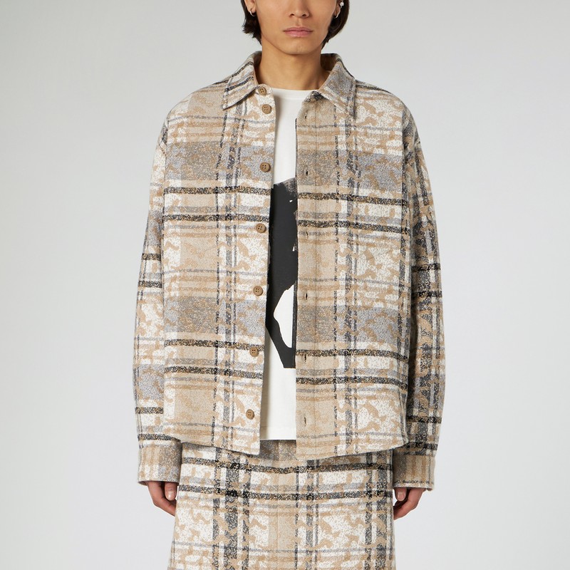 1989 Studio Jacquard Check Overshirt In Beige
