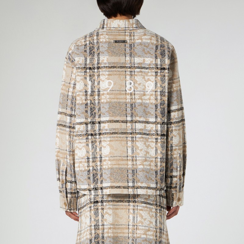 1989 Studio Jacquard Check Overshirt In Beige