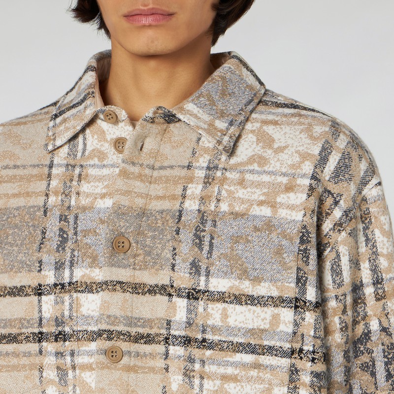1989 Studio Jacquard Check Overshirt In Beige