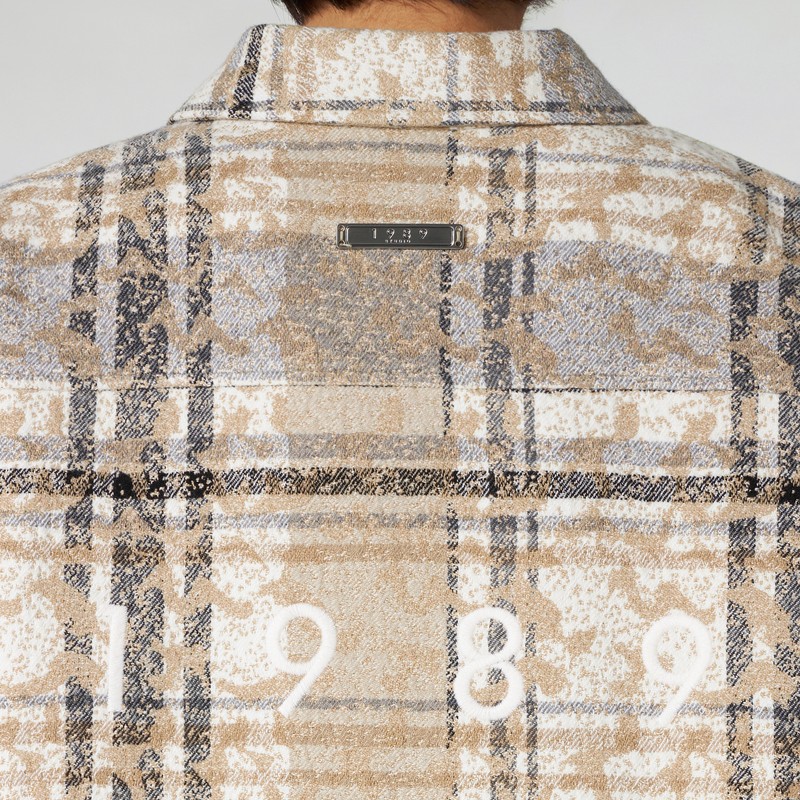 1989 Studio Jacquard Check Overshirt In Beige