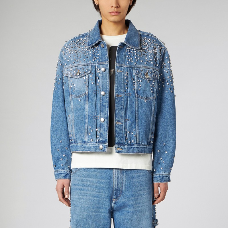 Denim Trucker Jacket Crystals blue