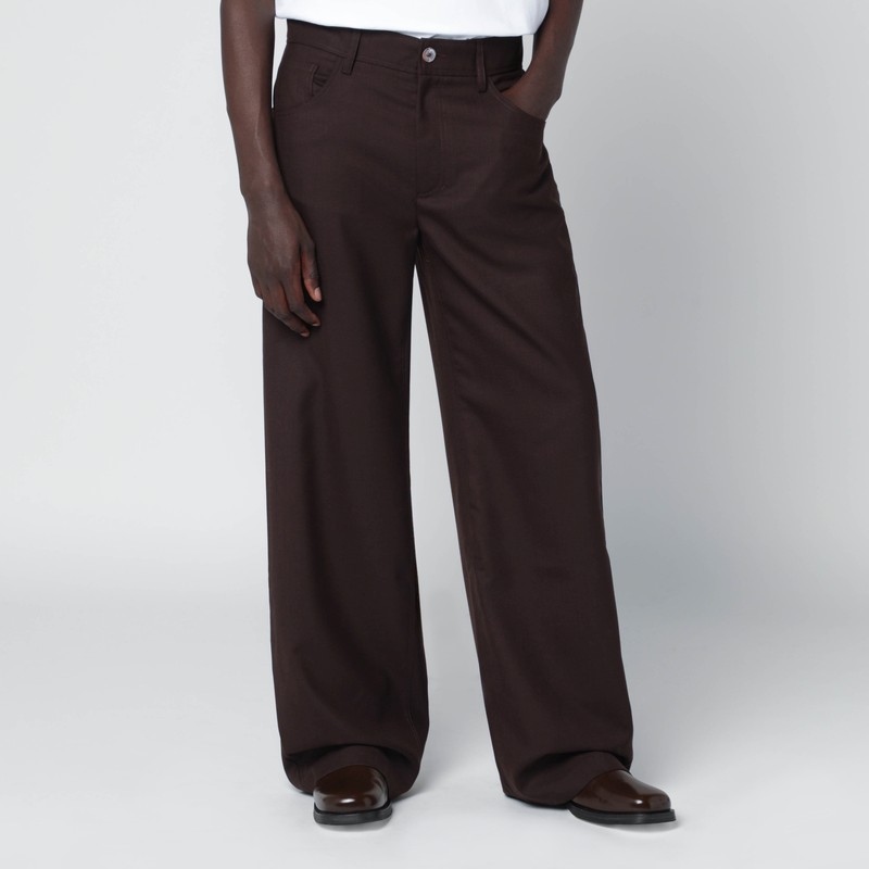 Jiro mud-colored trousers in wool blend twill
