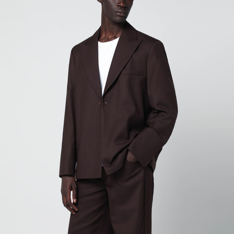 Séfr Seydou Mud-colored Jacket In Wool Blend Twill In Brown