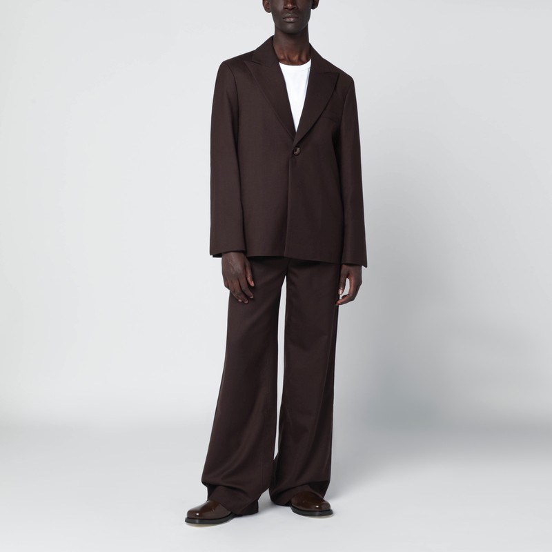 Séfr Seydou Mud-colored Jacket In Wool Blend Twill In Brown