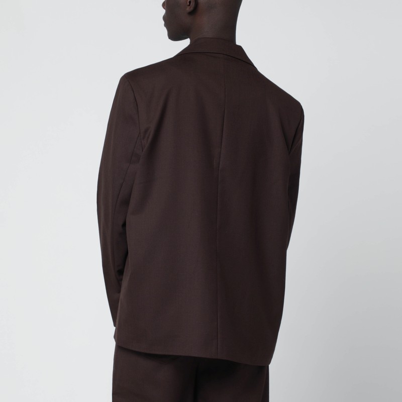 Séfr Seydou Mud-colored Jacket In Wool Blend Twill In Brown