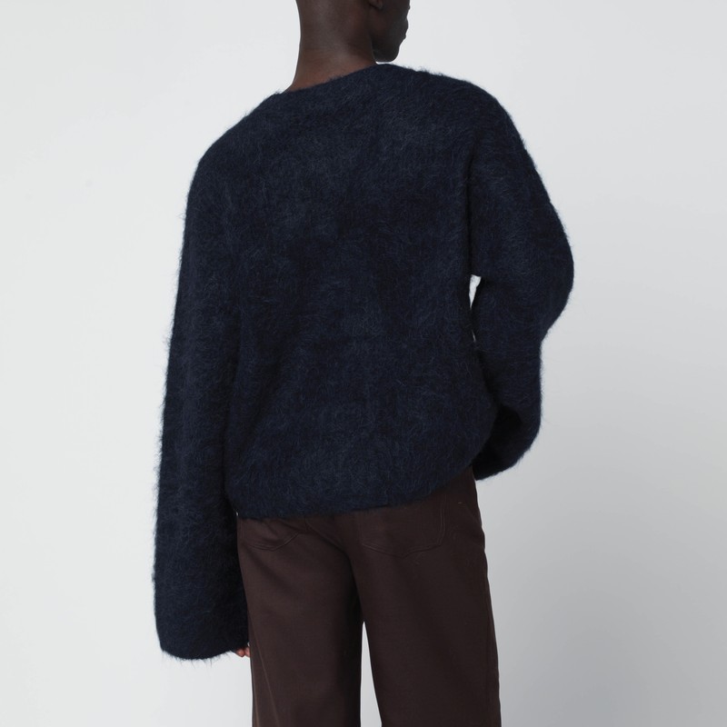 Séfr Textured Alpaca Yarn Long Sleeve Cardigan In Blue