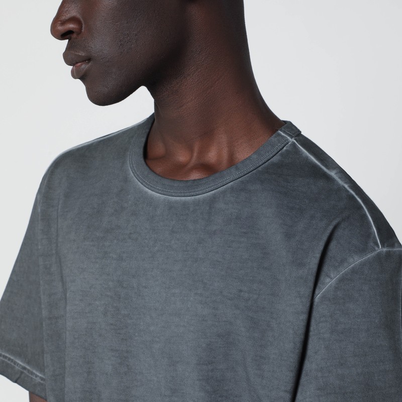 Séfr Mauro Black Washed-effect T-shirt In Organic Cotton In Gold