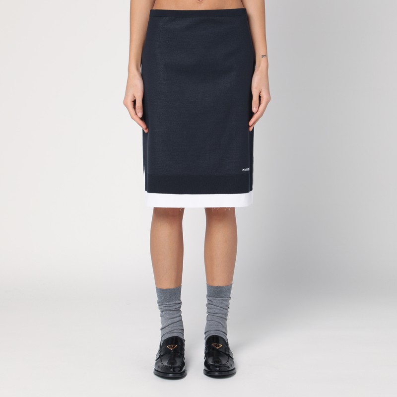 Skirt with double layer blue/white