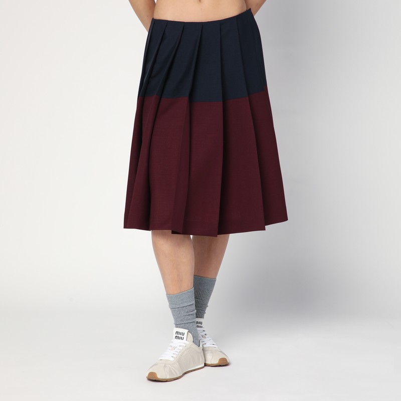 Amaranth/Navy Blue Skirt in Kid Mohair