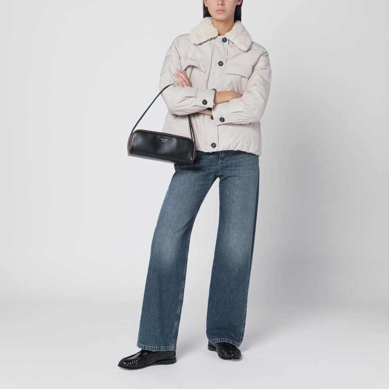 Brunello Cucinelli Light Gray Jacket With Fur Collar In Gray