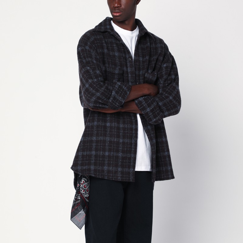 Plaid wool shirt jacket