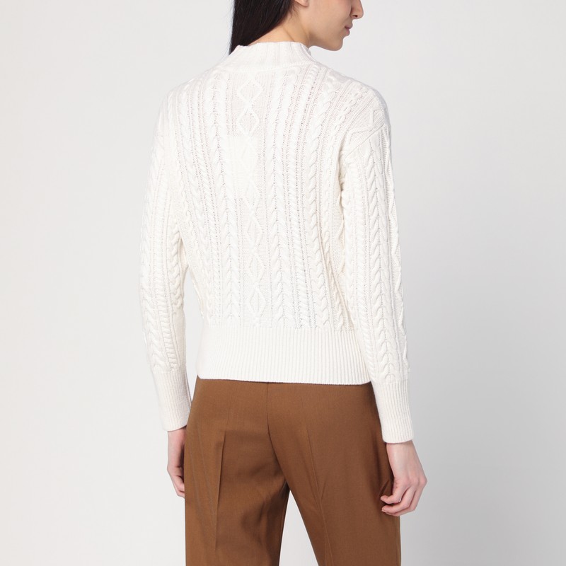 Max Mara Vicini Cashmere Side Braid Sweater In White
