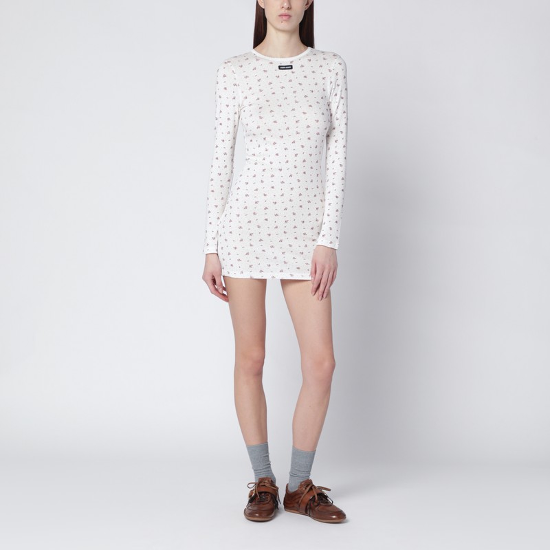 Flowers white/tobacco jersey dress