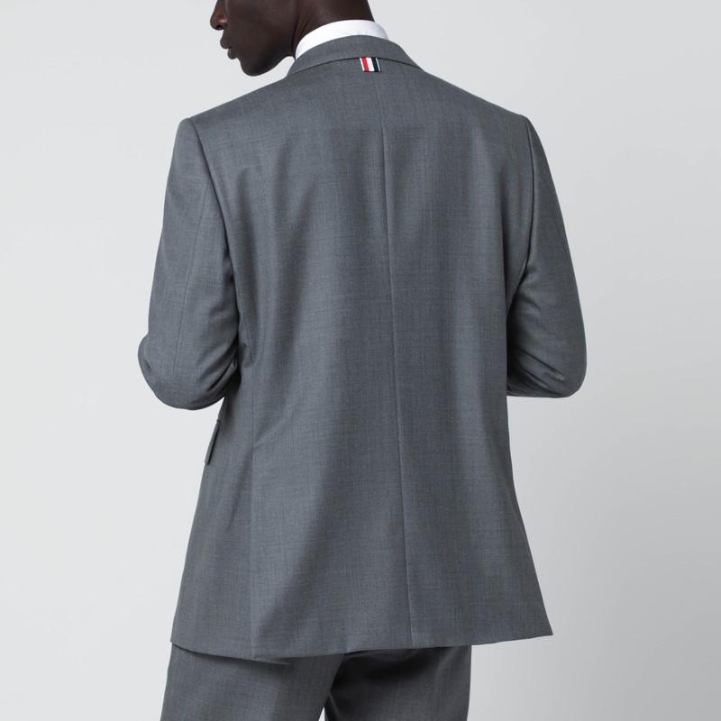 Thom Browne Grey Single-breasted Wool Jacket In Gray