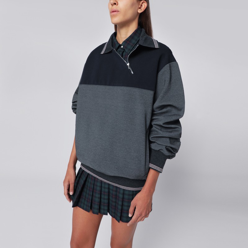 Sweatshirt with zip anthracite/blue