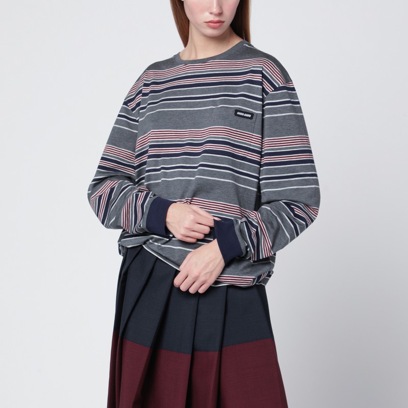 Slate and blue striped jersey T-shirt