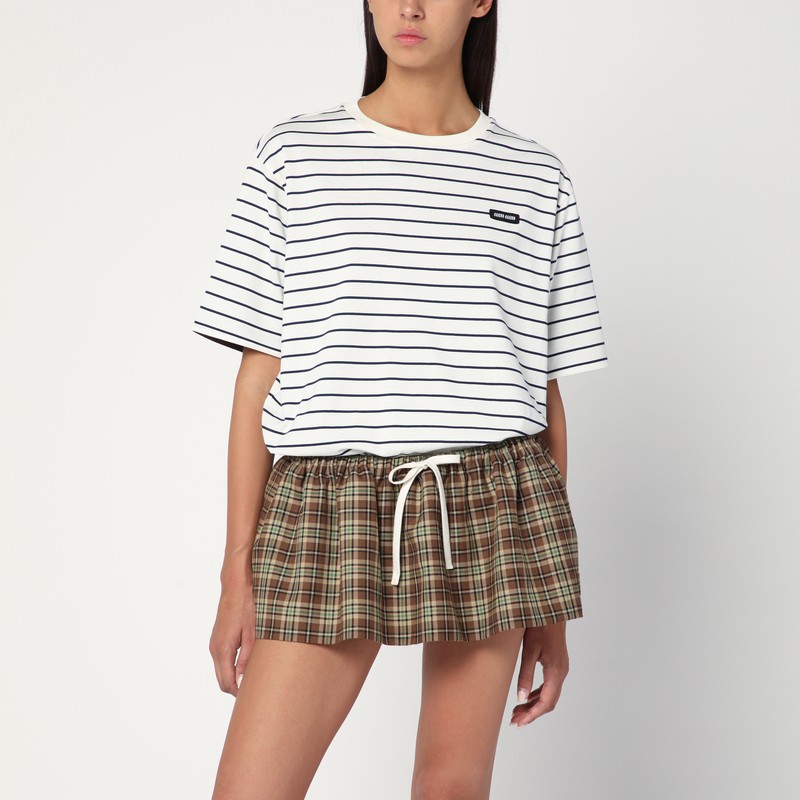 T-shirt a righe Cacao/Blu/Bianco - Miu Miu - Modalova
