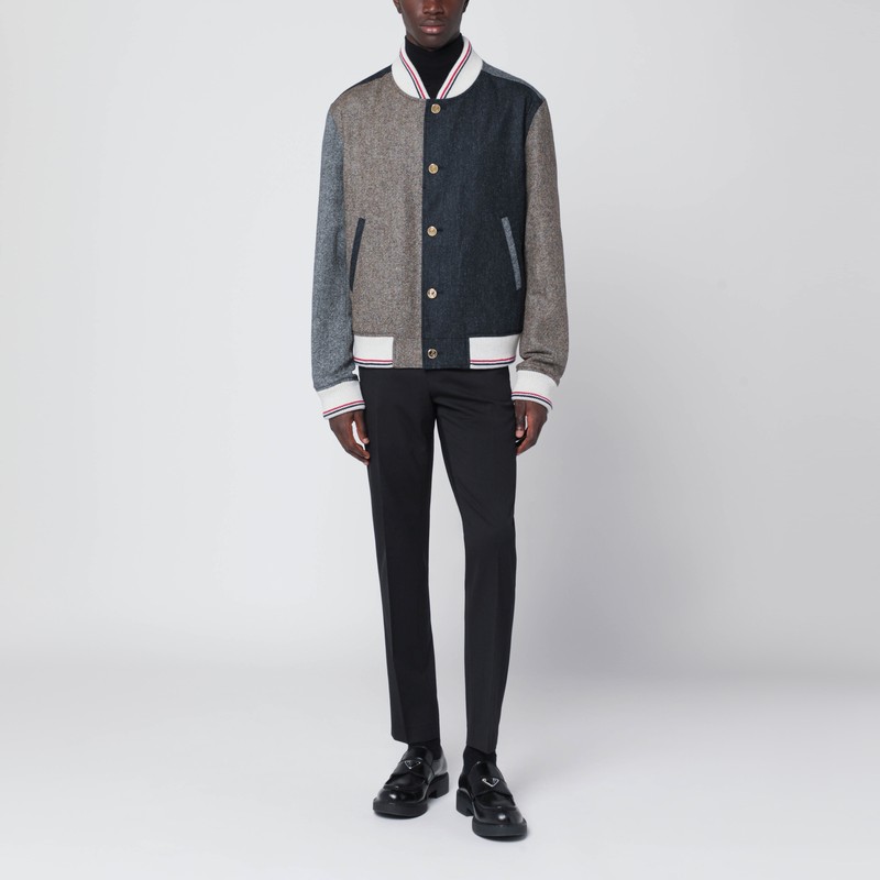 Thom Browne Colour-block Wool Bomber Jacket In Multi