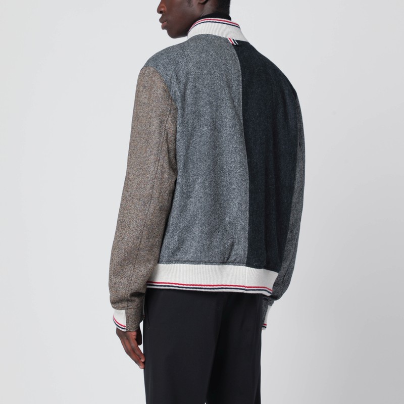 Thom Browne Colour-block Wool Bomber Jacket In Multi
