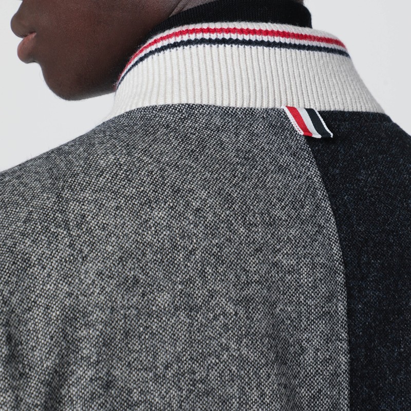 Thom Browne Colour-block Wool Bomber Jacket In Multi