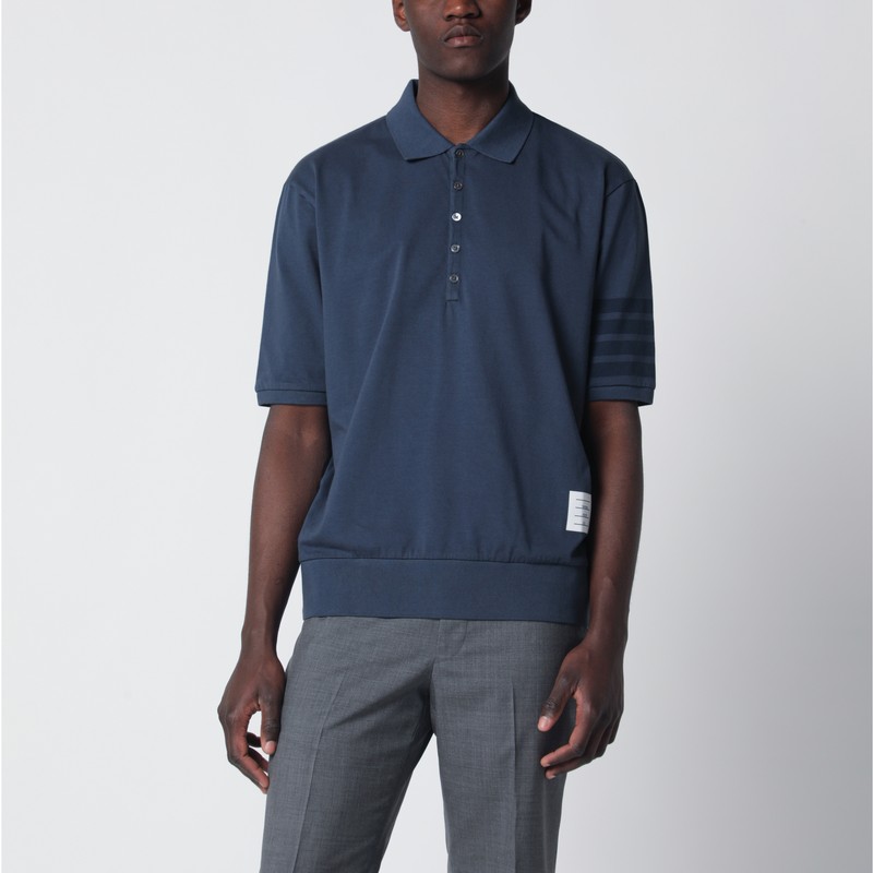 Navy blue cotton polo shirt