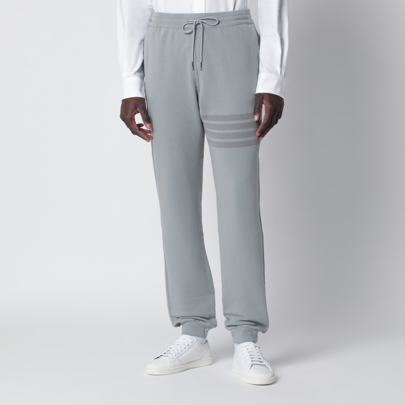 Thom Browne Grey Cotton Jogging Trousers In Gray