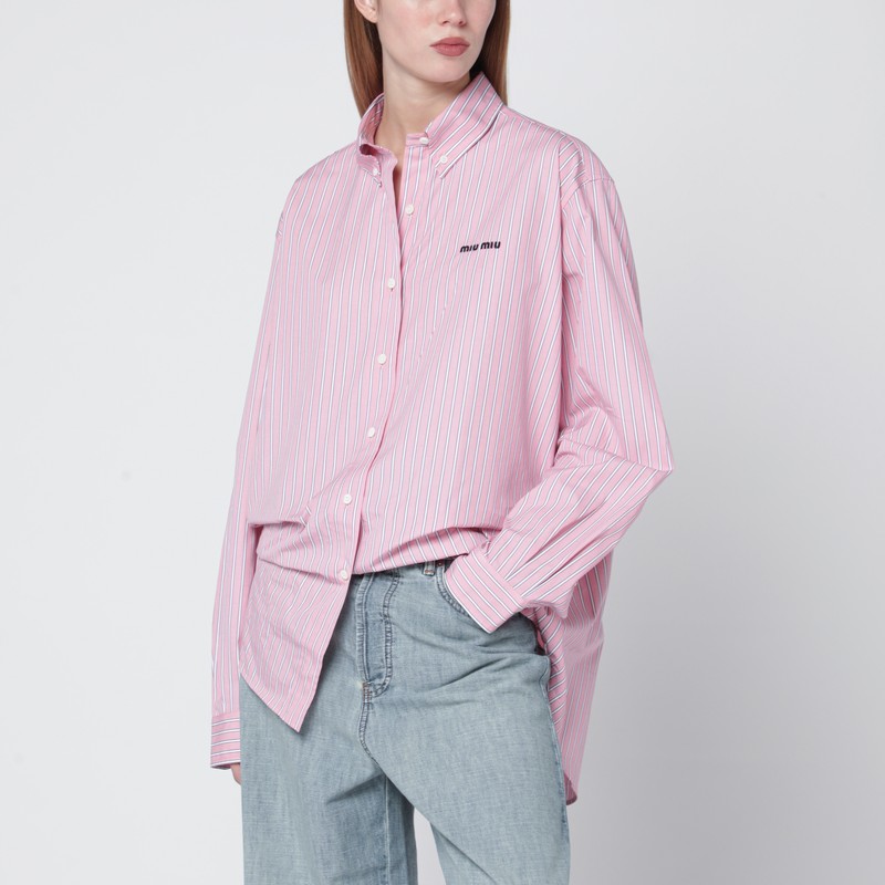 Oversized pink shirt with logo embroidery