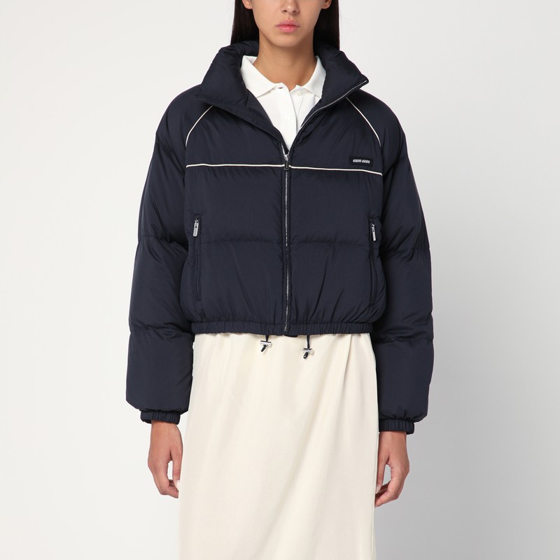 Piumino blu con logo - Miu Miu - Modalova
