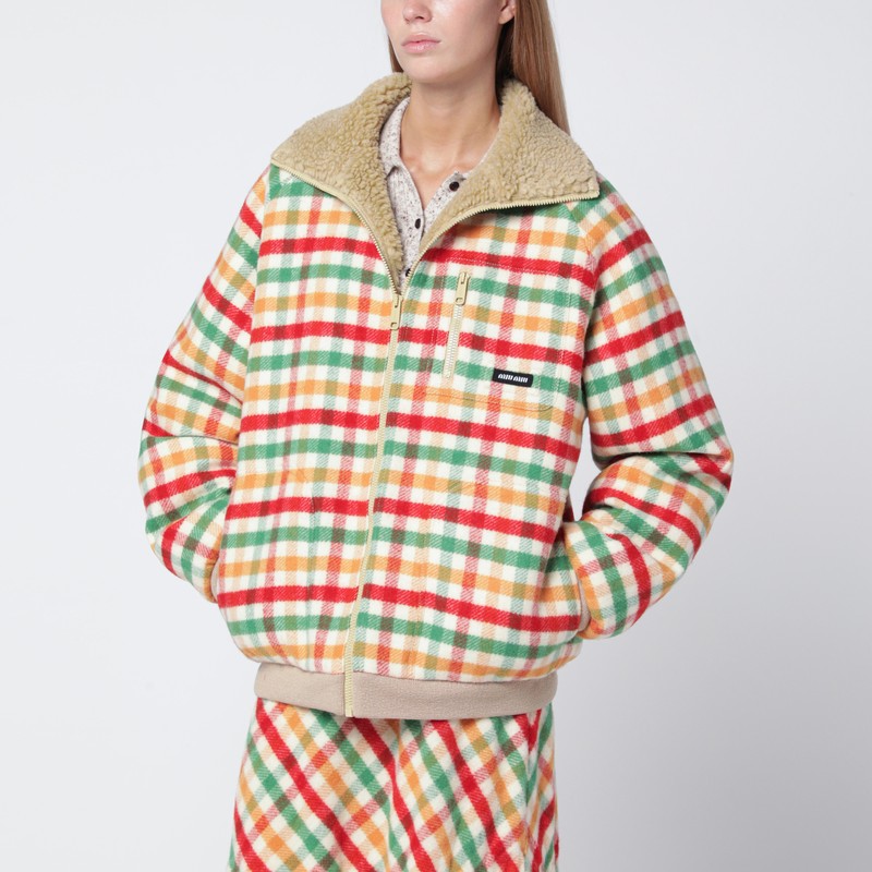 Red/green/soy check and fleece jacket
