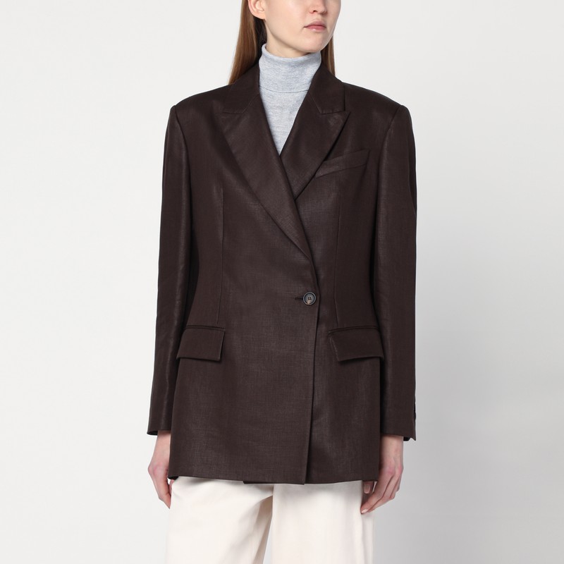 Shiny brown linen twill jacket