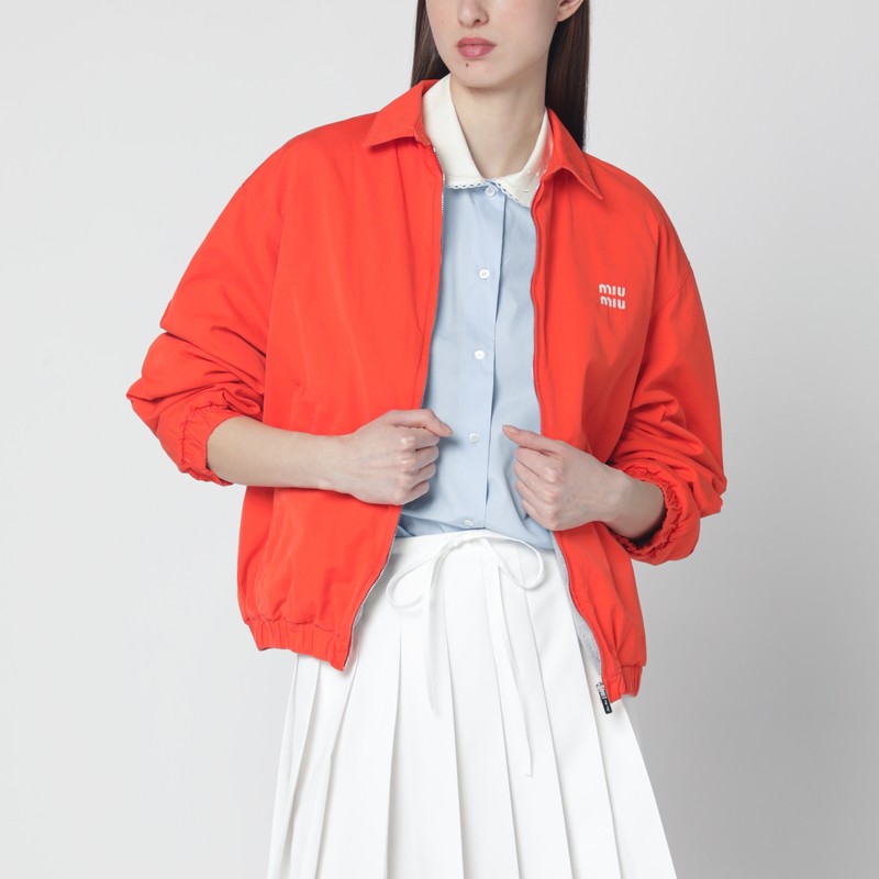 Orange cotton blouson with logo