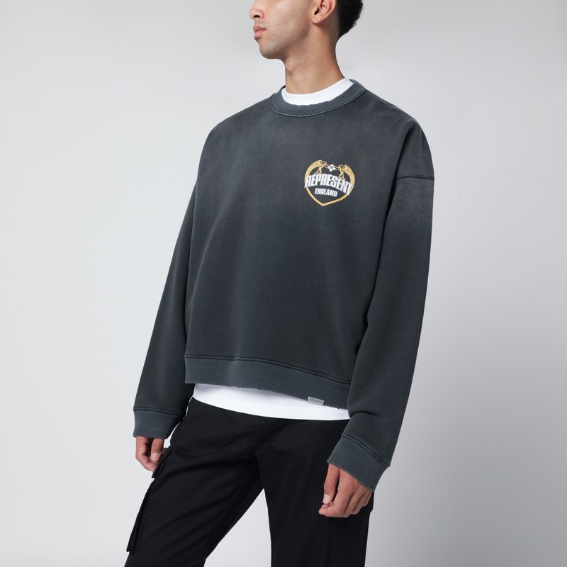 Represent Washed-effect Black Cotton Sweatshirt In Black