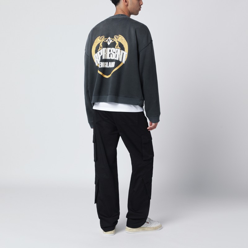 Represent Washed-effect Black Cotton Sweatshirt In Black