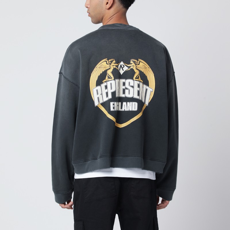 Represent Washed-effect Black Cotton Sweatshirt In Black