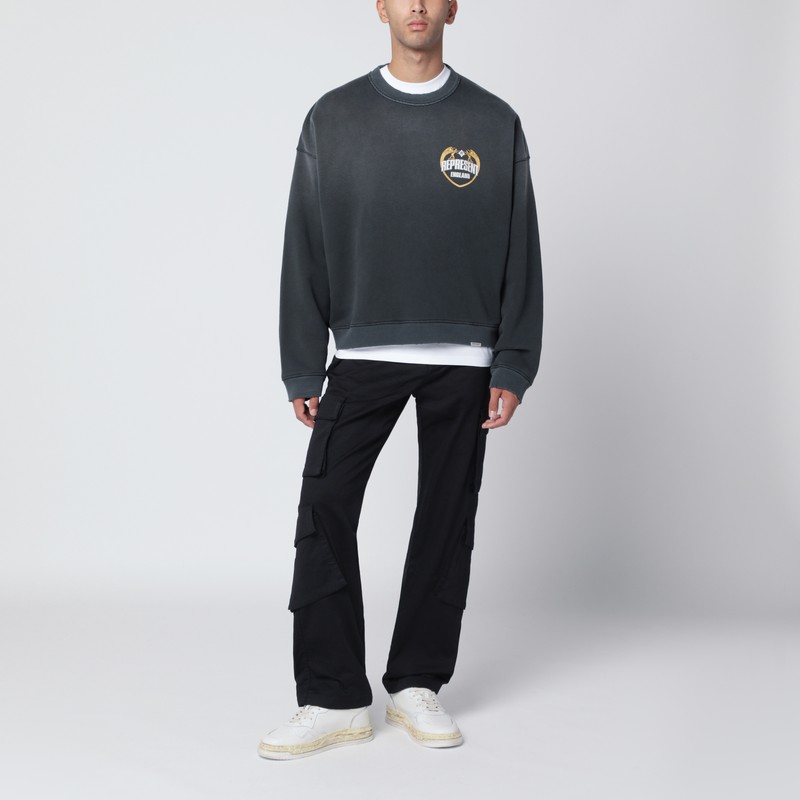 Represent Washed-effect Black Cotton Sweatshirt In Black