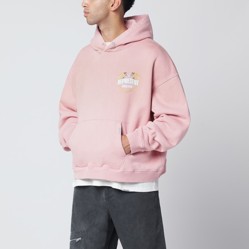 Represent Oversize Distressed Angel Border Graphic Hoodie In Pink